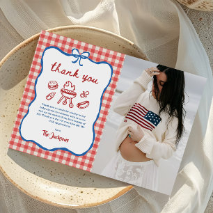 Baby Q Backyard BBQ 4th of July Baby Shower Photo Thank You Card