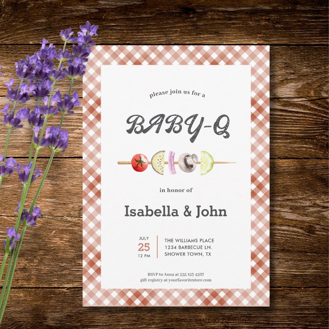 Baby Q Barbecue Baby Shower Invitation (Front of the invitation is shown in 5x7-inch. Choose size, paper, and corner style.)