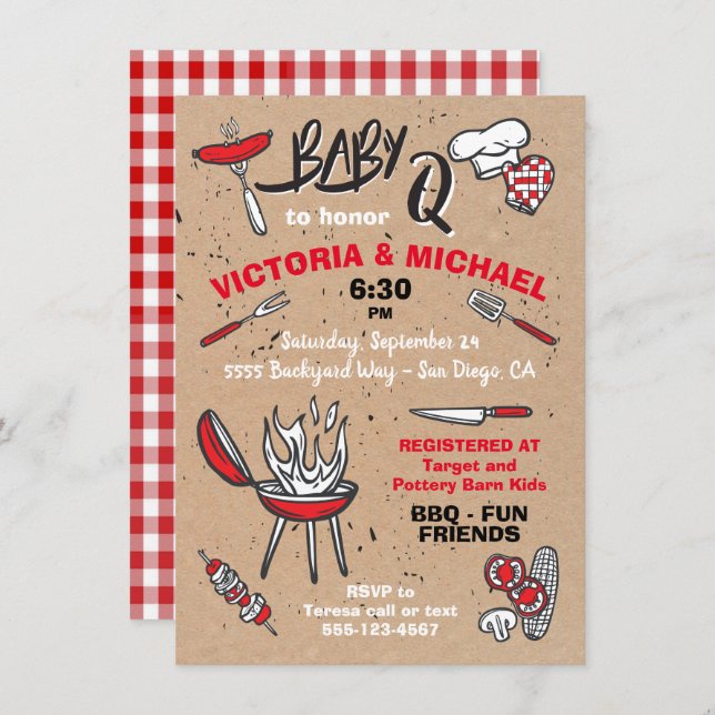 Baby Q Barbecue Shower Party Invitation (Front/Back)