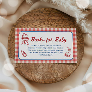 Baby-Q BBQ 4th of July Baby Shower Books for Baby Enclosure Card