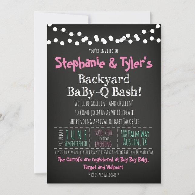 BaBy-Q BBQ Baby Girl Shower Invitation Book Card (Front)