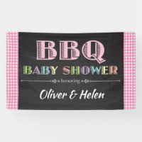 Baby Q BBQ Baby Shower Banner Pink