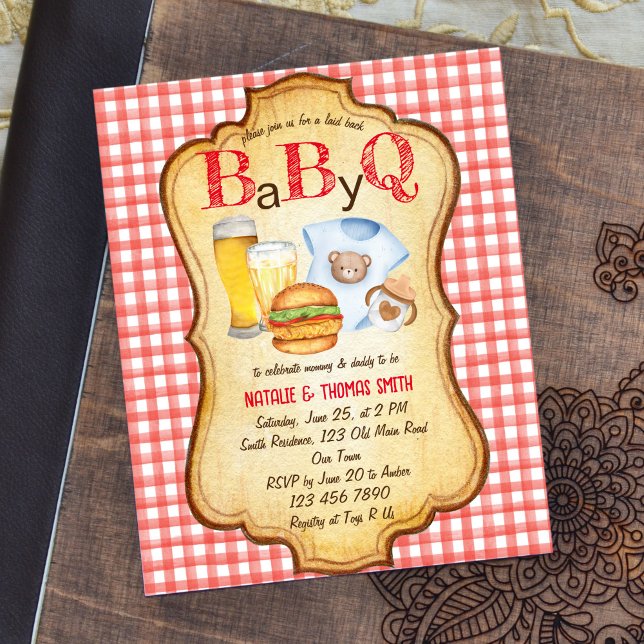 Baby Q BBQ barbecue budget baby shower invitation (Creator Uploaded)
