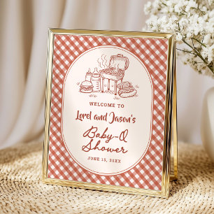 Baby Q BBQ Cookout Couples Baby Shower Welcome Poster