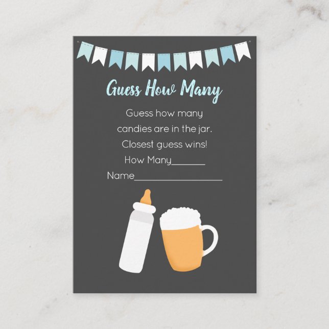 Baby-Q Beer Couples Boy Baby Shower Guess How Many Enclosure Card (Front)