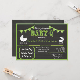 Baby-Q Chalkboard Green Baby Shower Invitation