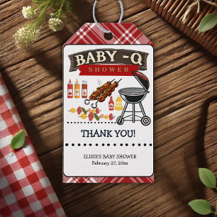 Baby-Q Chequered Red & Black Grill Baby Shower Gift Tags