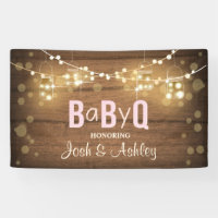 Baby Q Coed BBQ Baby Shower Backdrop Banner Rustic