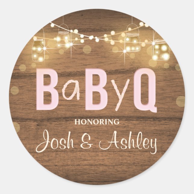 Baby Q Coed BBQ Baby Shower Envelope Seal Sticker (Front)