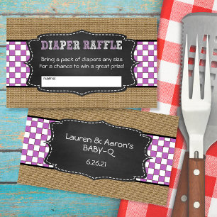 Baby Q Diaper Raffle Ticket Purple Enclosure Card