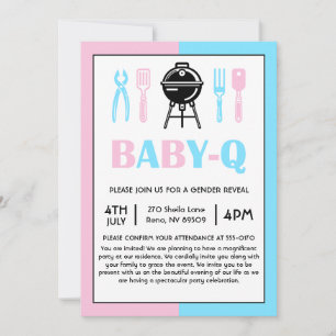Baby Q Gender Reveal Barbecue Invitation