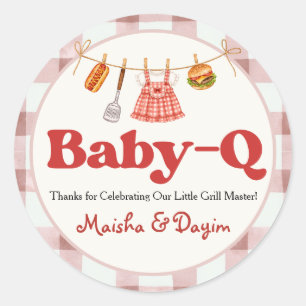 Baby-Q Girl Baby Shower Gingham Round Favour Tags