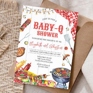 BABY-Q Grill Backyard BBQ Party Baby Shower Invitation