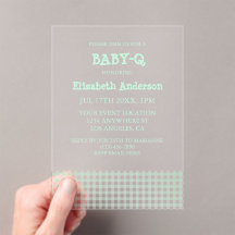 Baby-Q Mint Green Gingham Baby Shower