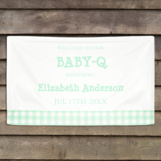 Baby-Q Mint Green Gingham Baby Shower Banner