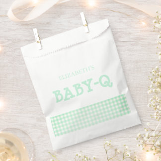 Baby-Q Mint Green Gingham Baby Shower Favour Bags