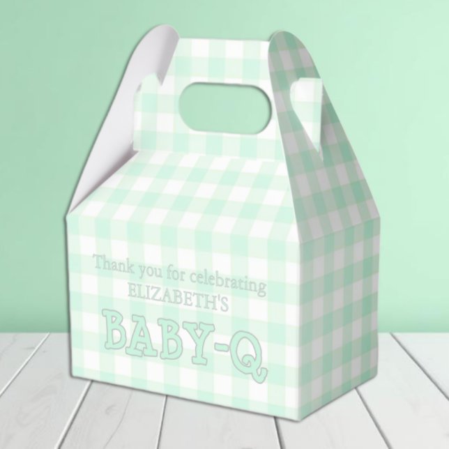 Baby-Q Mint Green Gingham Baby Shower Favour Box (Creator Uploaded)