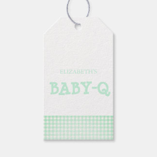 Baby-Q Mint Green Gingham Baby Shower Gift Tags