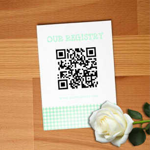 Baby-Q Mint Green Gingham Baby Shower Registry Enclosure Card
