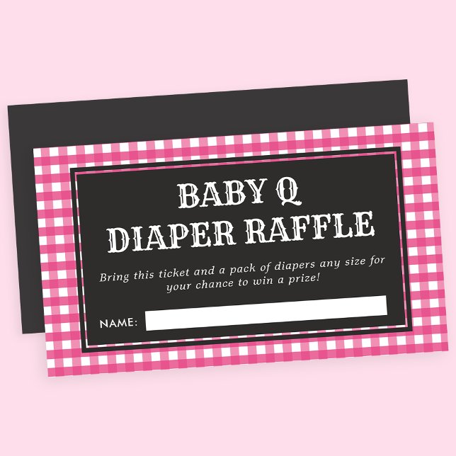Baby Q Pink Plaid Baby Shower Diaper Raffle Enclosure Card (Creator Uploaded)
