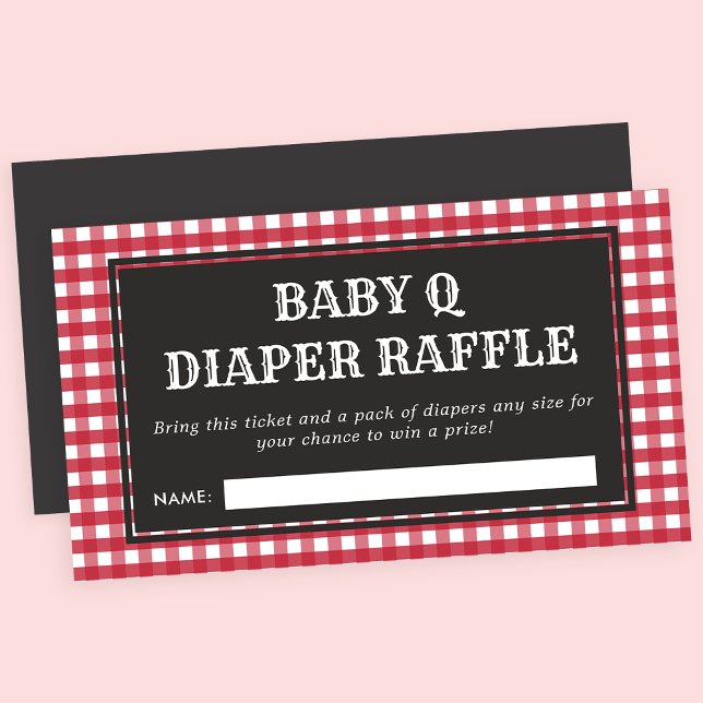 Baby Q Red Plaid Baby Shower Diaper Raffle Enclosure Card (Creator Uploaded)