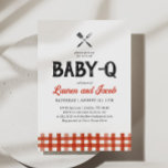 Baby Q Rustic Couples Baby Shower Invitation<br><div class="desc">Celebrate a little one on the way with this rustic 'Baby Q' themed baby shower invitation.</div>
