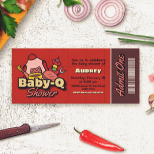 Baby-Q Shower - Barbeque Ticket Invitation