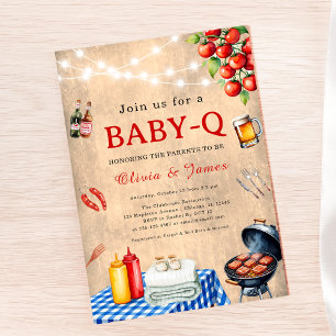 Baby-Q Shower – BBQ Couples Baby Shower Backyard  Invitation