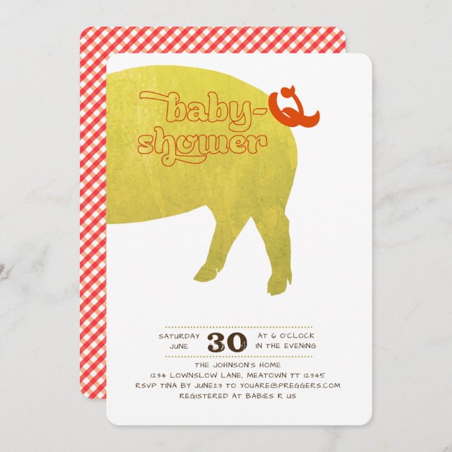 Baby-Q Shower Invitation (Front/Back)