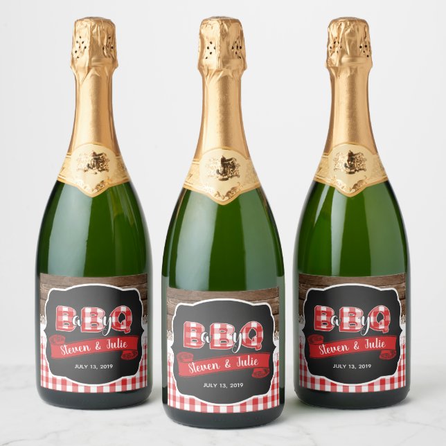 Baby Q Sparkling Wine Label - Red (Bottles)