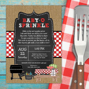 Baby Q Sprinkle, neutral BBQ baby shower Invitation