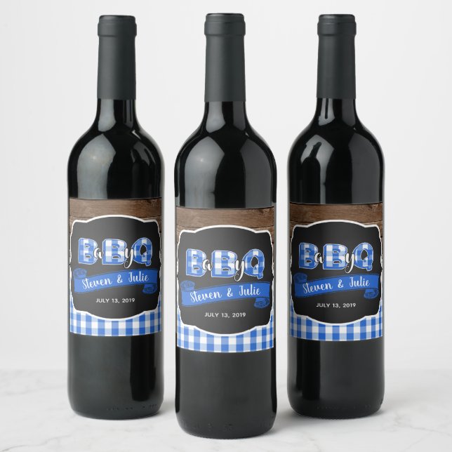 Baby Q Wine Bottle Label - Blue (Bottles)