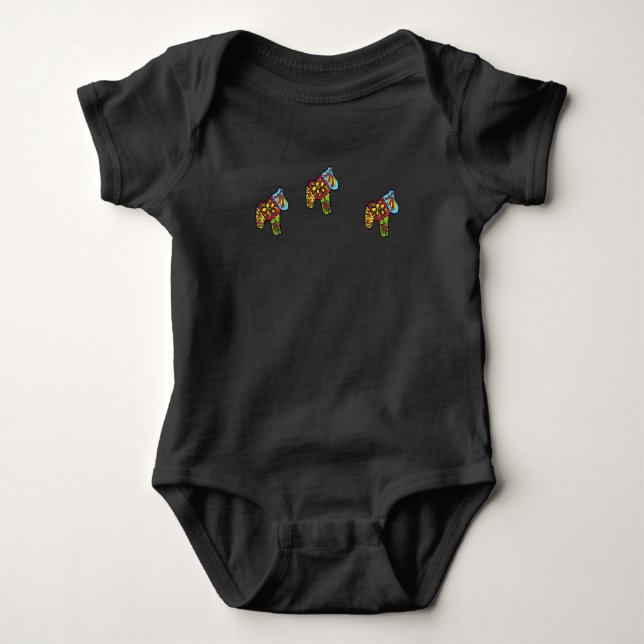 Baby Quilt Dala Horses Bodysuit (Front)