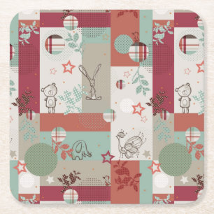 Baby Quilt Pattern 2 Square Paper Coaster