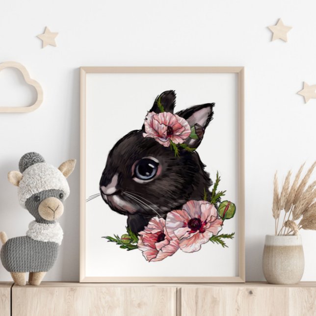 Baby Rabbit Rose Animal Poster | Wall Print (Creator Uploaded)