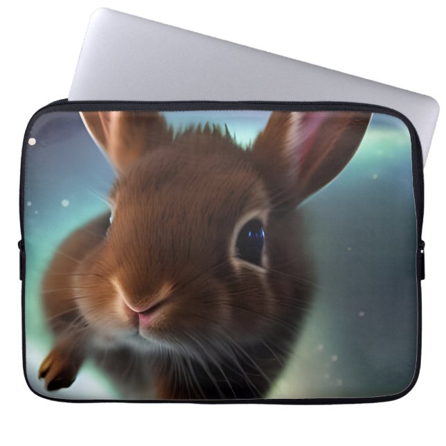 Baby Rabbit Running In Space  Laptop Sleeve (Front)
