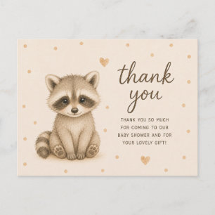 Baby Raccoon Baby Shower Thank You Postcard