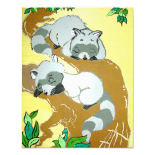 Baby Raccoons Sleeping Print