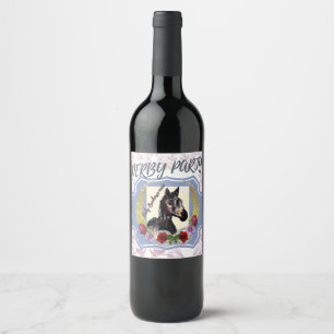 BABY RACEHORSE MARE WINS THE RACE WINE LABEL