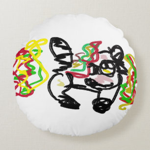 Baby Racoon Autumn Round Cushion