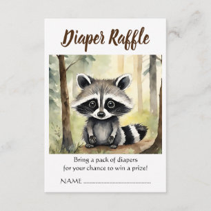 Baby Racoon Baby Shower Diaper Raffle Enclosure Card