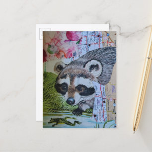 Baby Racoon Collage Postcard