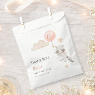 Baby Racoon Flying Balloon Birthday Thank You     Favour Bags