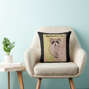 Baby Racoon in a Tree Cushion
