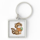 Baby Racoon in Orange Vest with Best Friend Frog