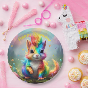 Baby Rainbow Coloured Unicorn Squirrel, Paper Plate
