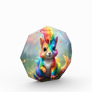 Baby Rainbow Coloured Unicorn Squirrel, Photo Block