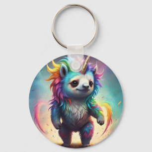 Baby Rainbow Unicorn Sloth, Key Ring