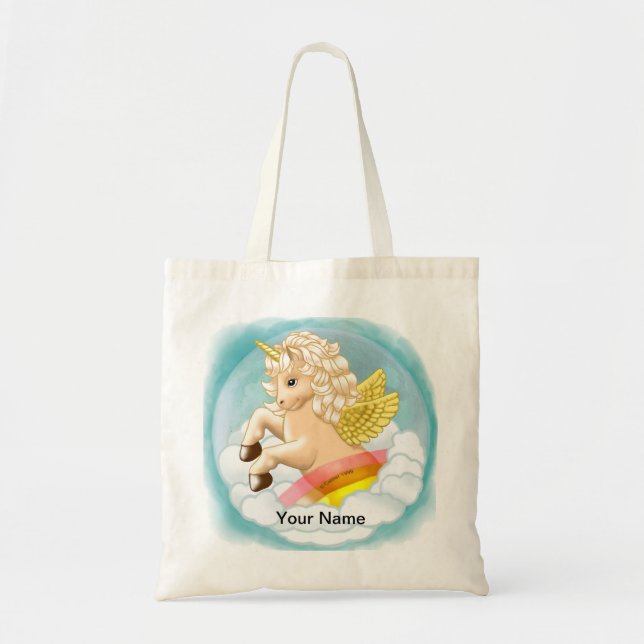 Baby Rainbow Unicorn Tote Bag (Front)