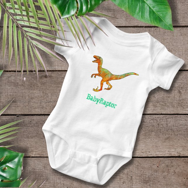 Baby Raptor Funny Velociraptor Dinosaur Art Pun Bodysuit (Dinosaur velociraptor funny word play Baby Raptor dino baby vest)